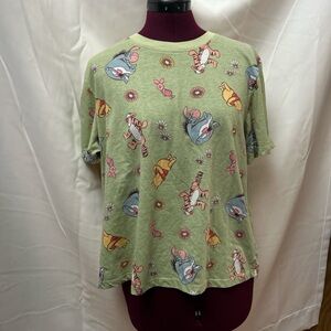 Disney Winnie the Pooh Green Print Women's Tee